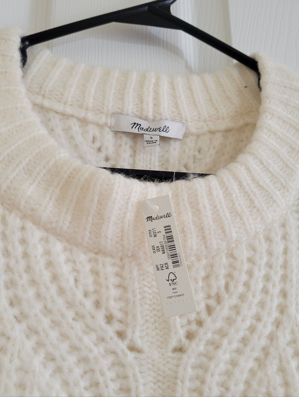 Madewell Pointelle Knowe Wool Blend Cream Sweater Vest - Picture 3 of 5